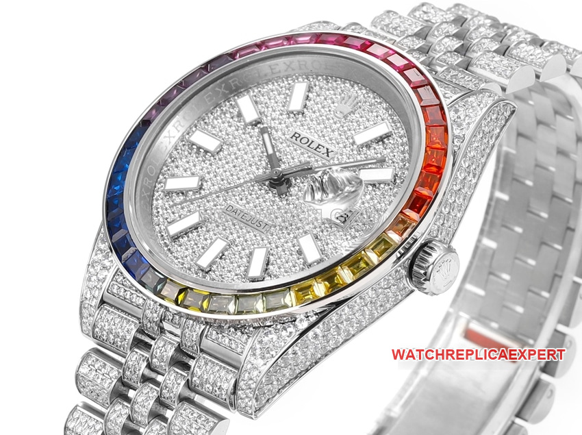 MS Factory Rolex Log Super Clone2024 New Full Diamond Disk Stick-Shaped Hour Markers front live photo