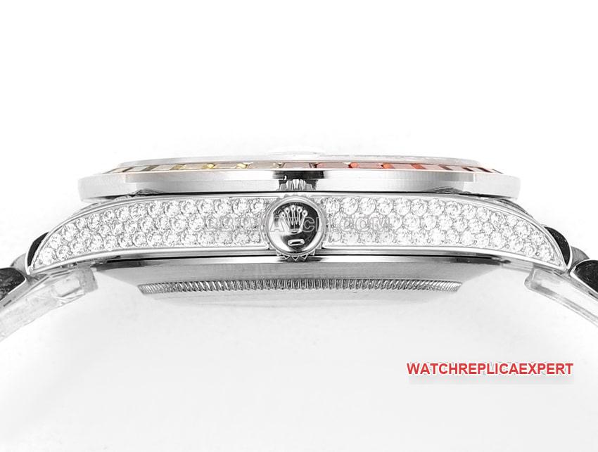 MS Factory Rolex Log Super Clone2024 New Full Diamond Disk Rod-Shaped Hour Markers Side Live Photo