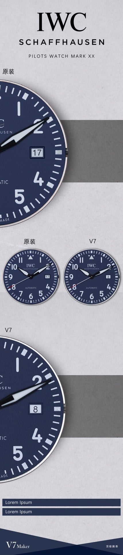V7 Pilot IW328101 Real vs. Fake Comparison Review IWC Top Watch Appearance Comparison Chart