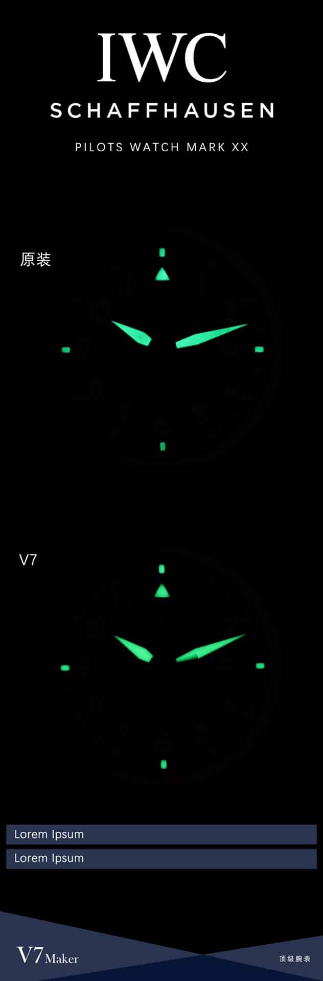 V7 Pilot IW328101 Real vs. Fake Comparison Review IWC Top Watch Appearance Comparison Chart