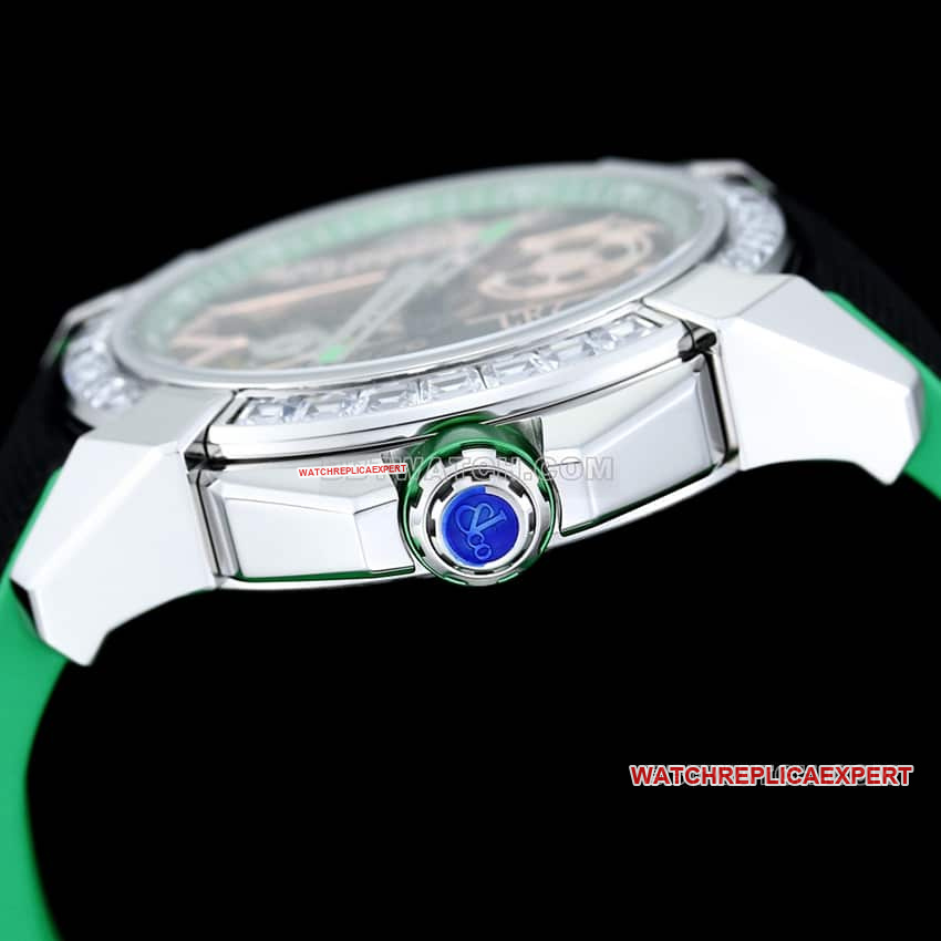 TW factory Czech Leopard C Ronaldo CR7 jointly customized diamond bezel black and green style side live photo