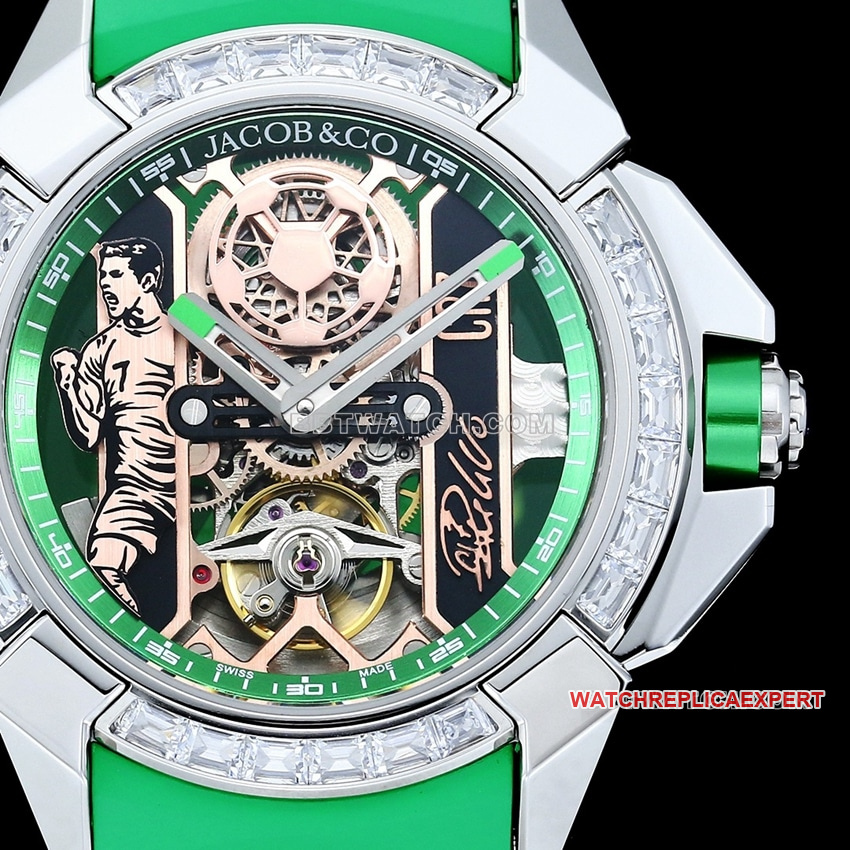TW factory Czech Leopard C Ronaldo CR7 co-branded customized diamond bezel green rubber front live photo