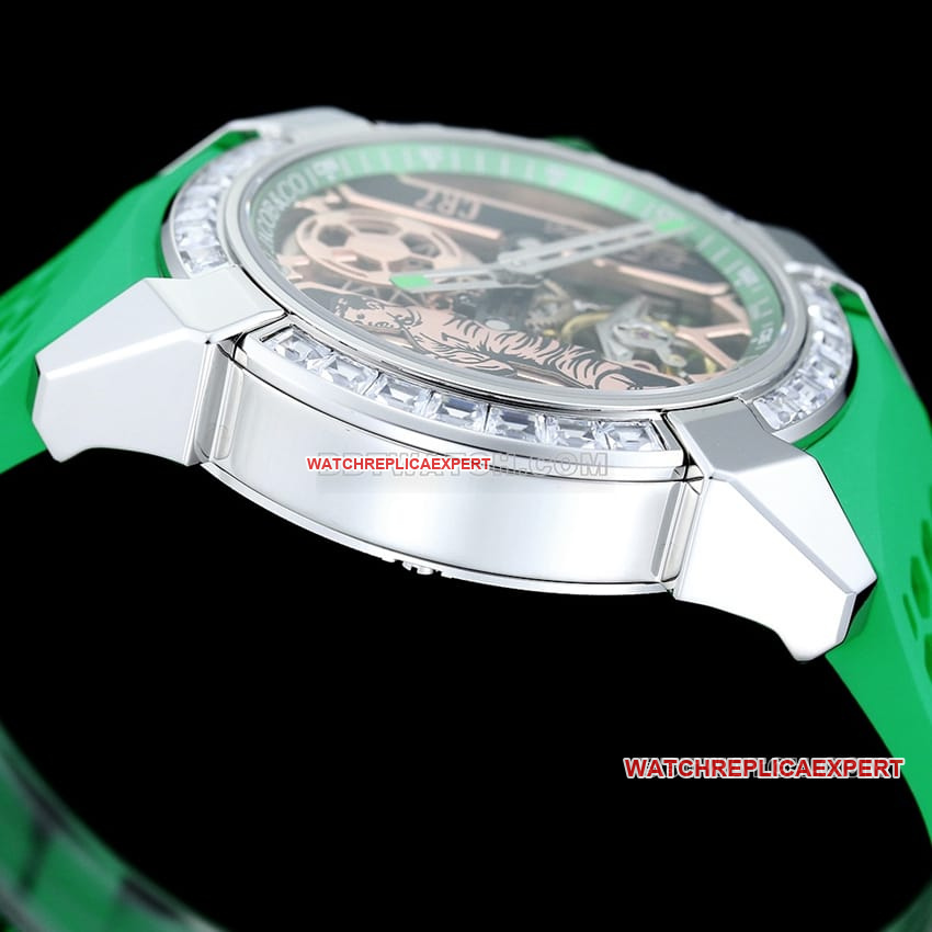 TW factory Czech Leopard C Ronaldo CR7 jointly customized diamond bezel green rubber style side live photo