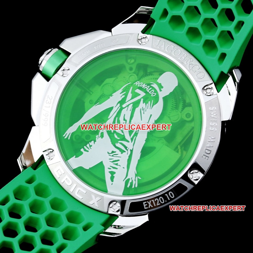 TW factory Czech Leopard C Ronaldo CR7 jointly customized diamond bezel green rubber caseback live photo