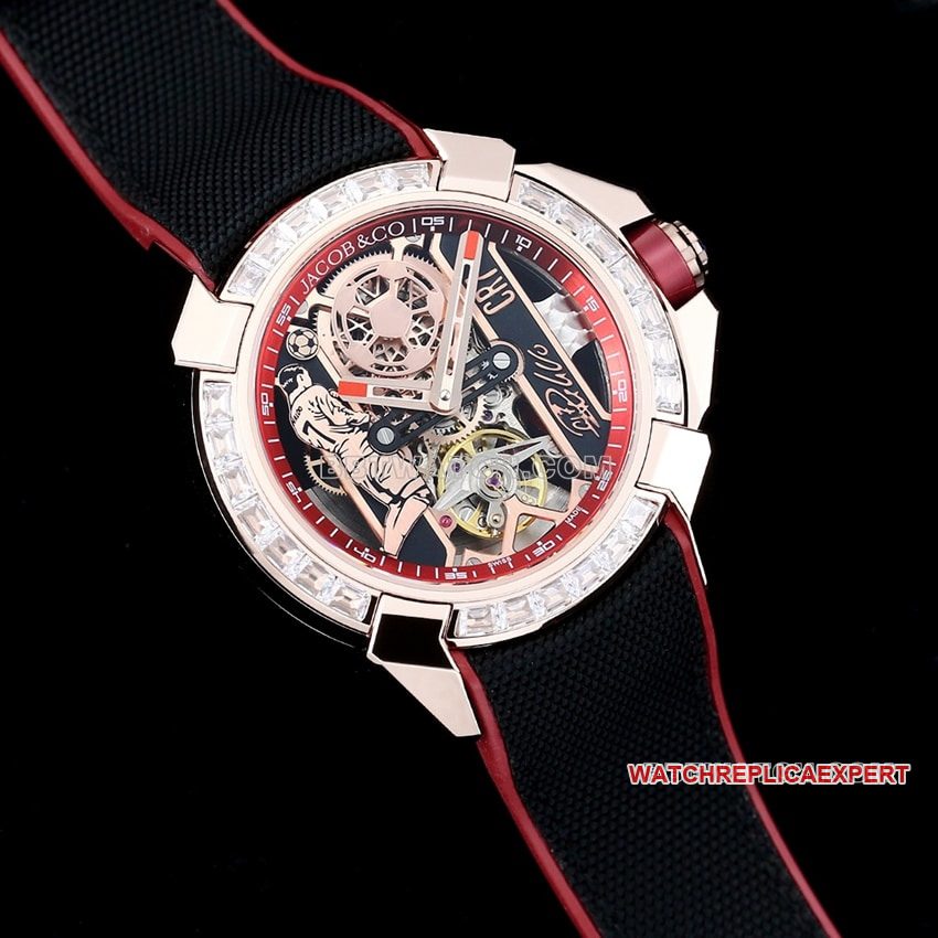 TW factory Czech Leopard top-tier replicaC Ronaldo CR7 jointly customized diamond bezel black and red front live photo