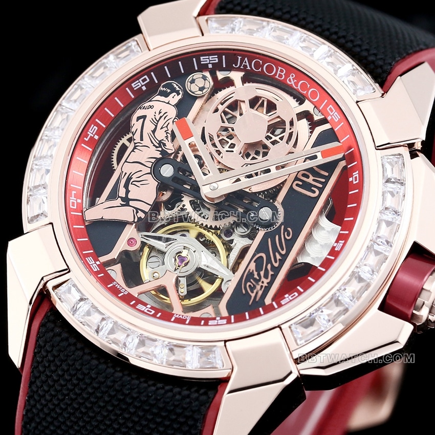 TW factory Czech Leopard top-tier replicaC Ronaldo CR7 jointly customized diamond bezel black and red front live photo