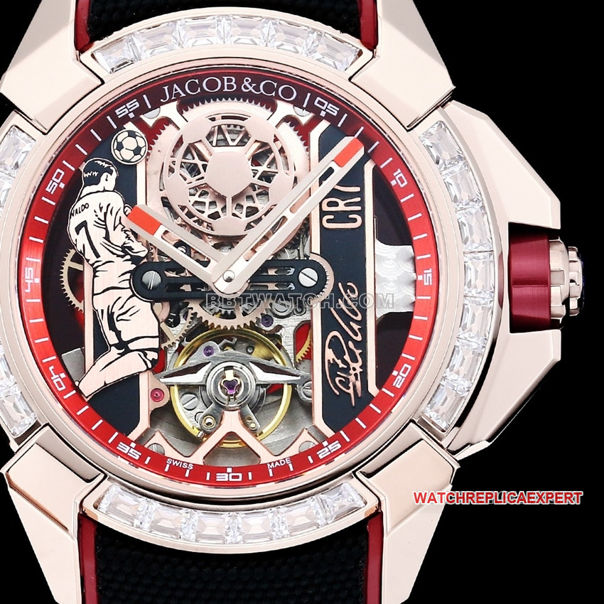 TW factory Czech Leopard top-tier replicaC Ronaldo CR7 jointly customized diamond bezel black and red front live photo
