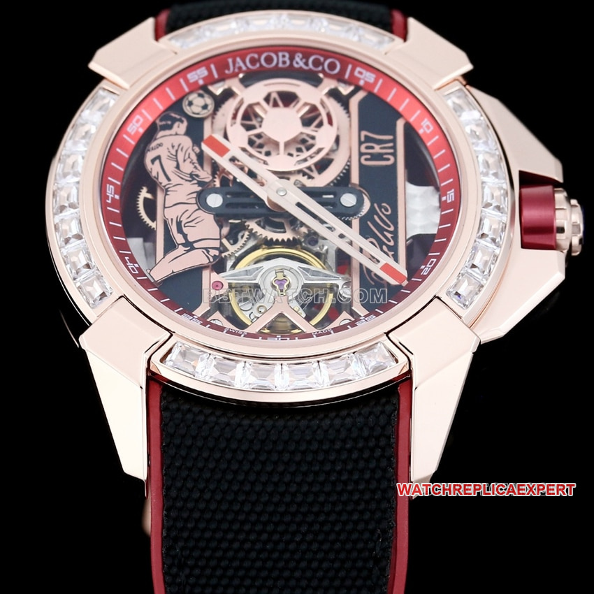 TW factory Czech Leopard top-tier replicaC Ronaldo CR7 jointly customized diamond bezel black and red front live photo