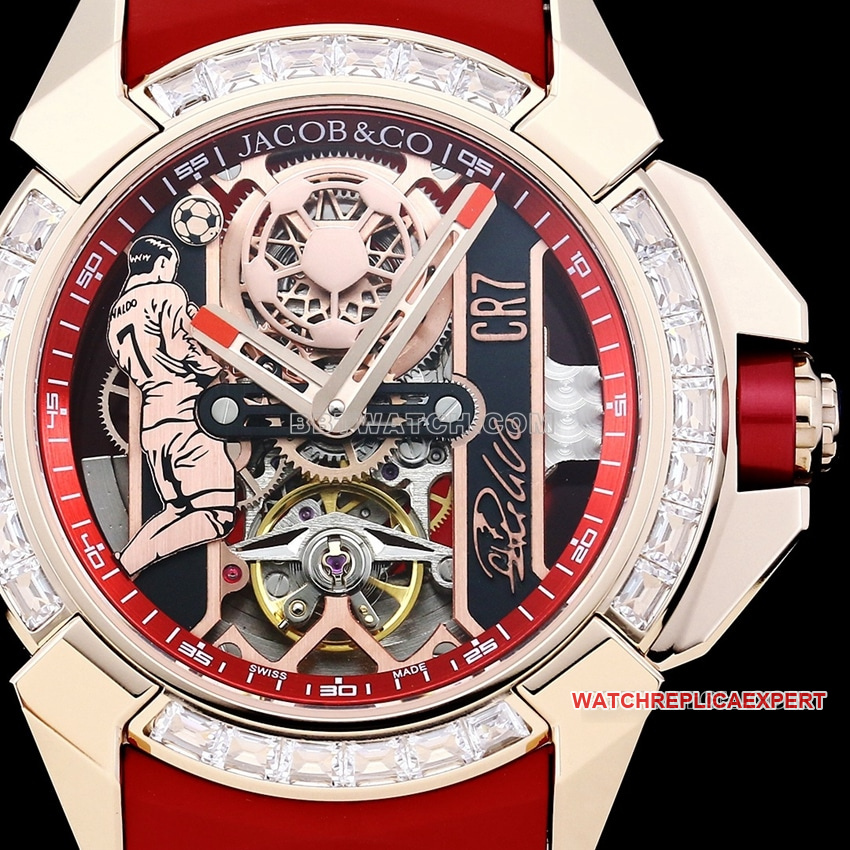 TW factory Czech Leopard top-tier high-quality C Ronaldo CR7 co-branded customized diamond bezel red rubber model front live photo
