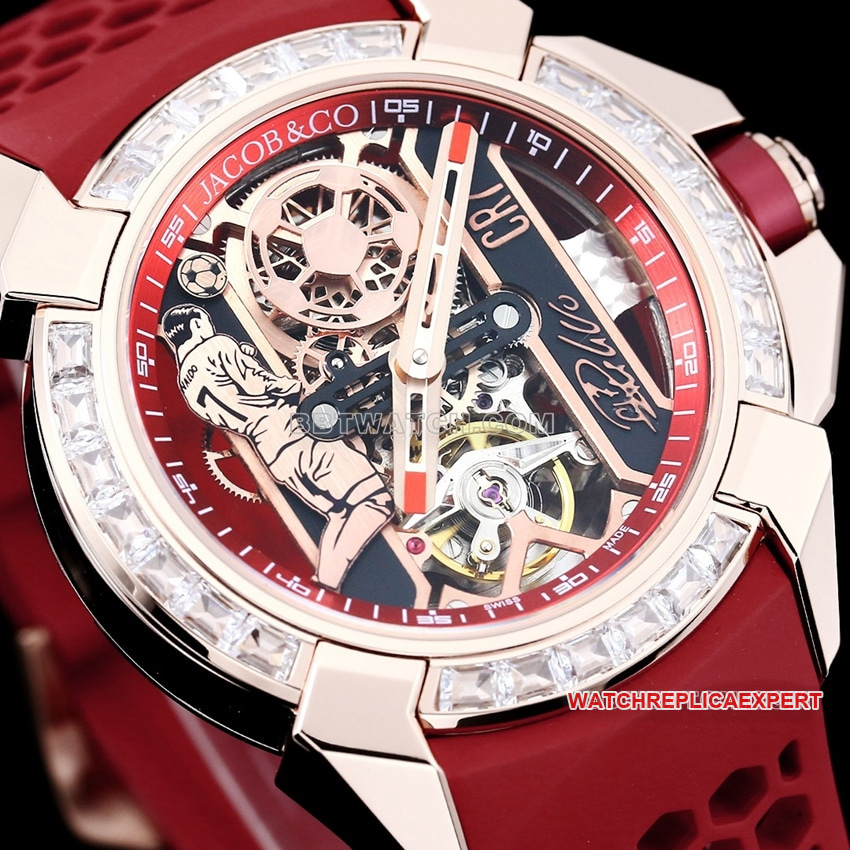 TW factory Czech Leopard top-tier high-quality C Ronaldo CR7 co-branded customized diamond bezel red rubber model front live photo
