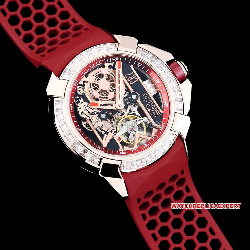 TW factory Czech Leopard top-tier high-quality C Ronaldo CR7 co-branded customized diamond bezel red rubber model front live photo