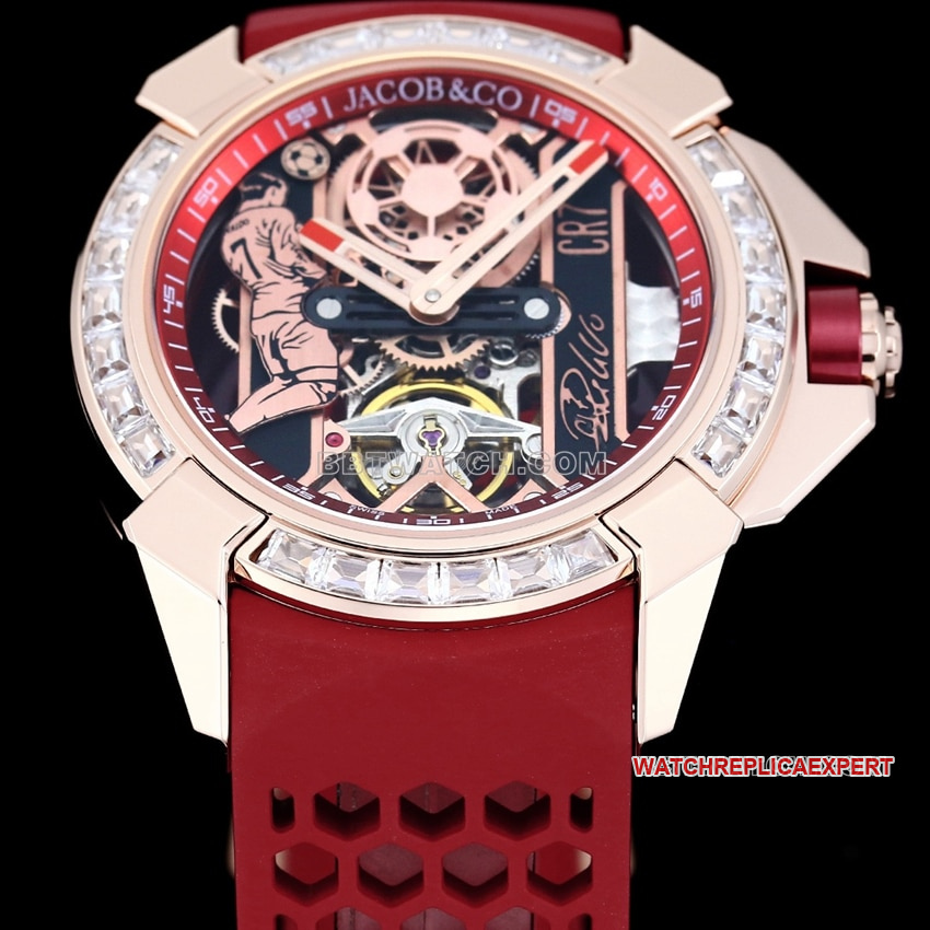 TW factory Czech Leopard top-tier high-quality C Ronaldo CR7 co-branded customized diamond bezel red rubber model front live photo