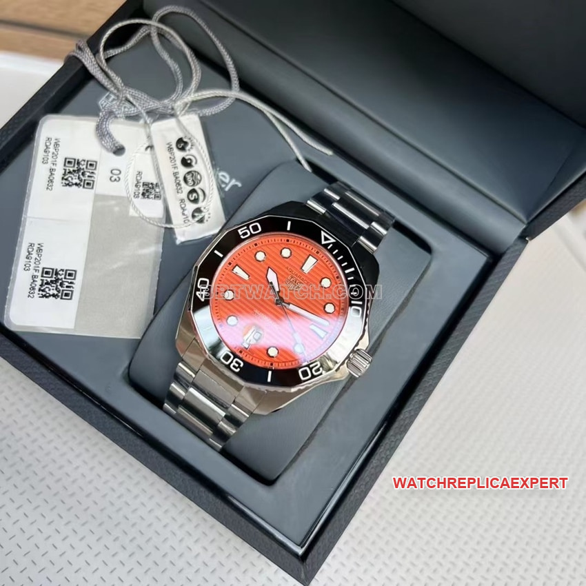 TAG Heuer Aquaracer top-tier orange plate steel bracelet model WBP201F.BA0632 front live photo