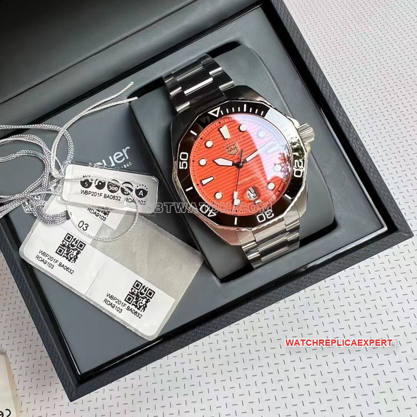 TAG Heuer Aquaracer top-tier orange plate steel bracelet model WBP201F.BA0632 front live photo