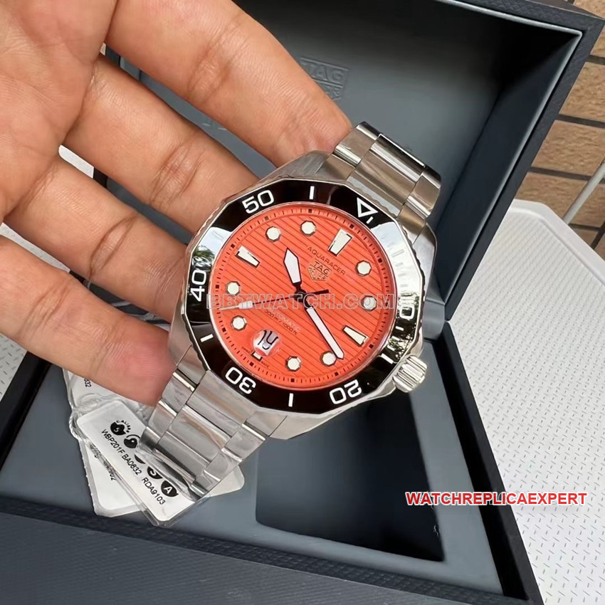 TAG Heuer Aquaracer top-tier orange plate steel bracelet model WBP201F.BA0632 front live photo