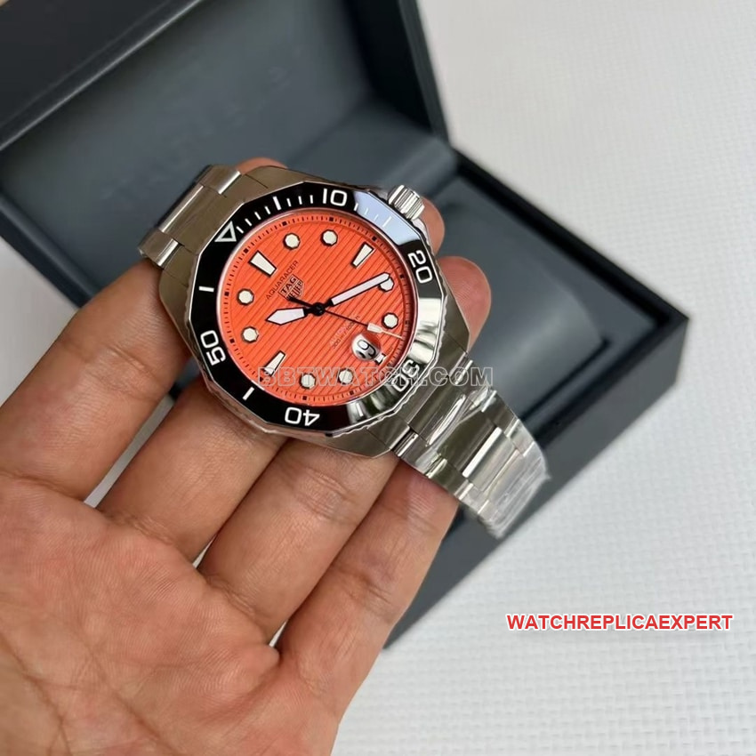 TAG Heuer Aquaracer top-tier orange plate steel bracelet model WBP201F.BA0632 front live photo