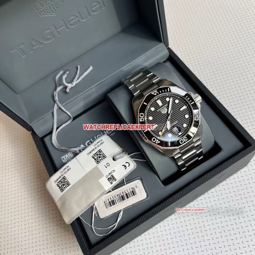TAG Heuer Aquaracer top-tier 1:1high-quality replicablack dialsteel bracelet model WBP201A.BA0632front live photo