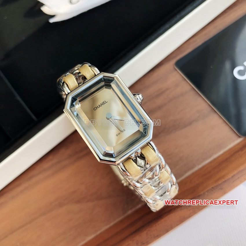 Chaneltop-tier 1:1super gray plate gold satin ribbon chain stainless steel bracelet H5584front live photo