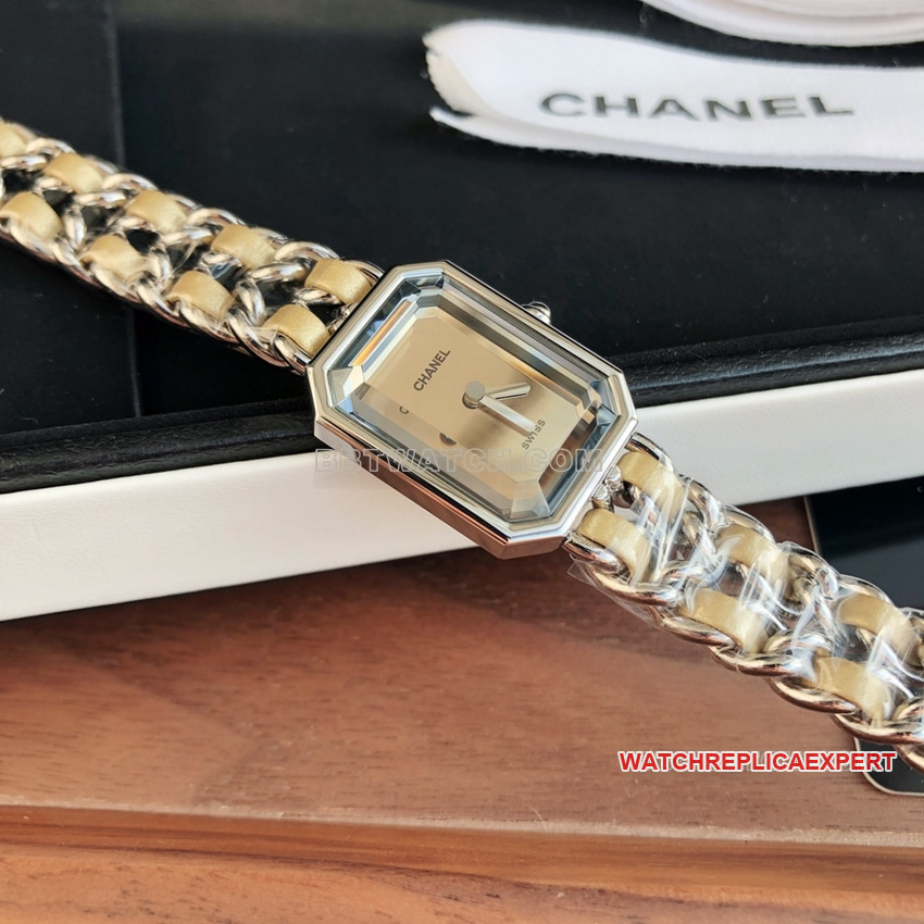Chaneltop-tier 1:1super gray plate gold satin ribbon chain stainless steel bracelet H5584front live photo