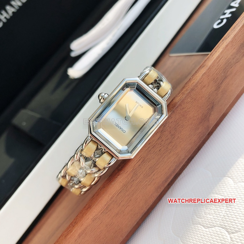 Chaneltop-tier 1:1super gray plate gold satin ribbon chain stainless steel bracelet H5584front live photo