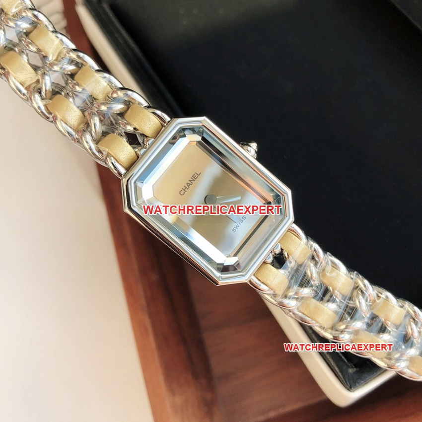 Chaneltop-tier 1:1super gray plate gold satin ribbon chain stainless steel bracelet H5584front live photo