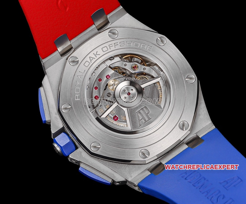 TW factory Audemars PiguetRoyal Oak offshore type 1:1super cloneblue dial red inner bezel26400caseback live photo
