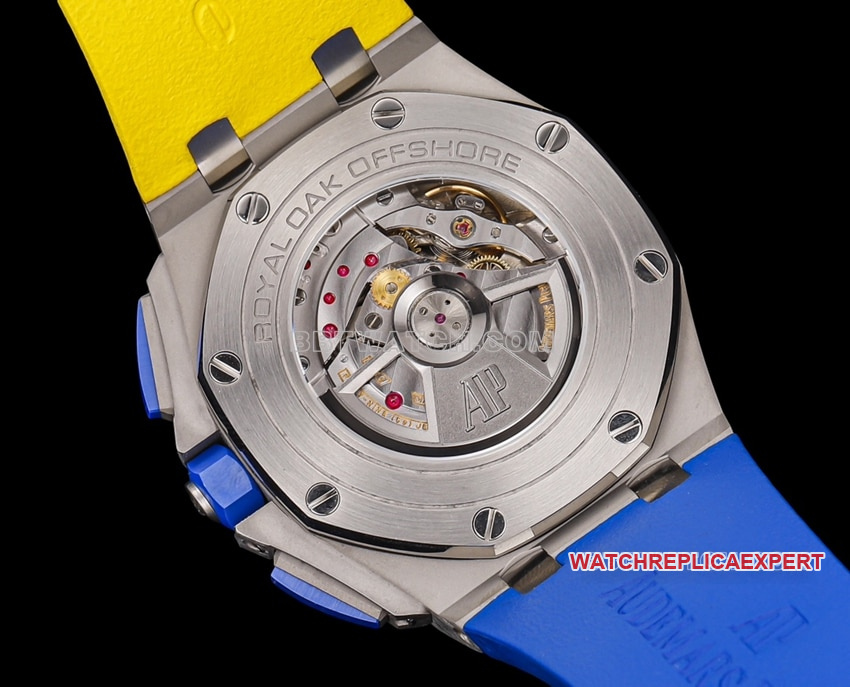 TW factory Audemars PiguetRoyal Oak offshore super cloneblue dial yellow inner bezel26400caseback live photo