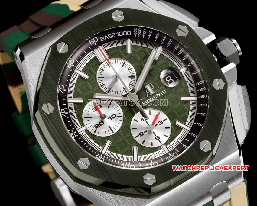 TW factory Audemars PiguetRoyal Oak offshore type top-tier khaki green dial rubber model 26400front live photo
