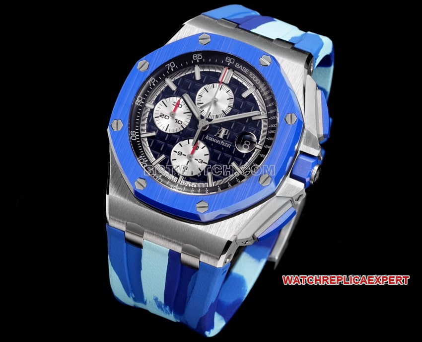 TW factory Audemars PiguetRoyal Oak offshore top-tier 1:1high-quality replicablue dial rubber model 26400front live photo