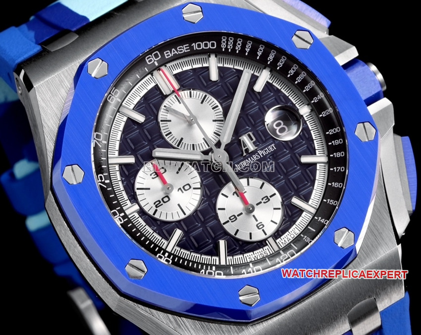 TW factory Audemars PiguetRoyal Oak offshore top-tier 1:1high-quality replicablue dial rubber model 26400front live photo