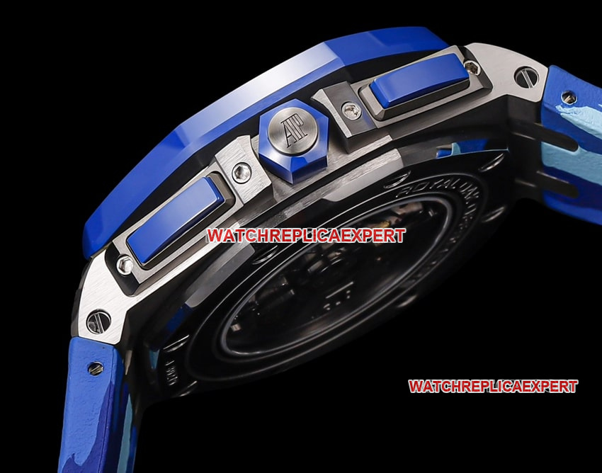 TW factory Audemars PiguetRoyal Oak offshore top-tier 1:1high-quality replicablue dial rubber model 26400 side front live photo
