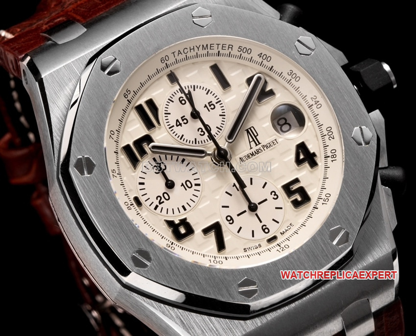 TW factory Audemars PiguetRoyal Oak offshore type 1:1super ivory white dialleather strap model 26470front live photo