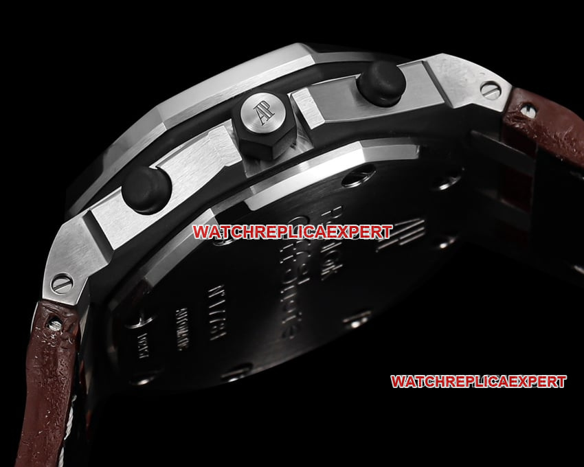 TW factory Audemars PiguetRoyal Oak offshore type 1:1super ivory white dialleather strap model 26470side live photo