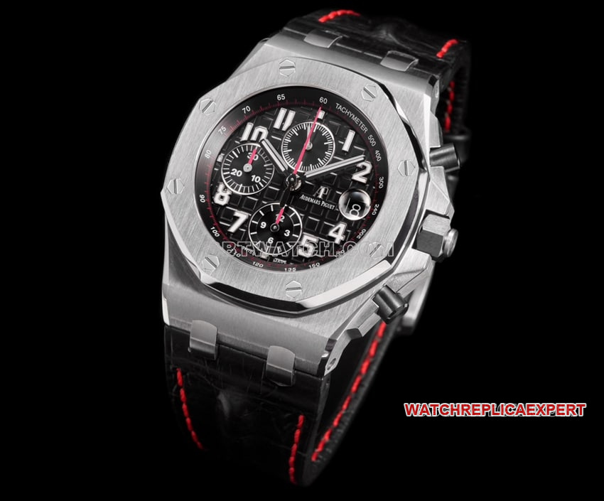 TW factory Audemars PiguetRoyal Oak offshore super cloneblack dialleather strap model 26470front live photo