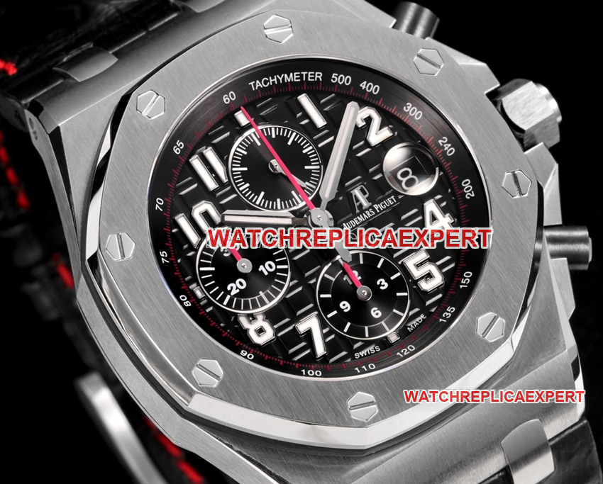 TW factory Audemars PiguetRoyal Oak offshore super cloneblack dialleather strap model 26470front live photo