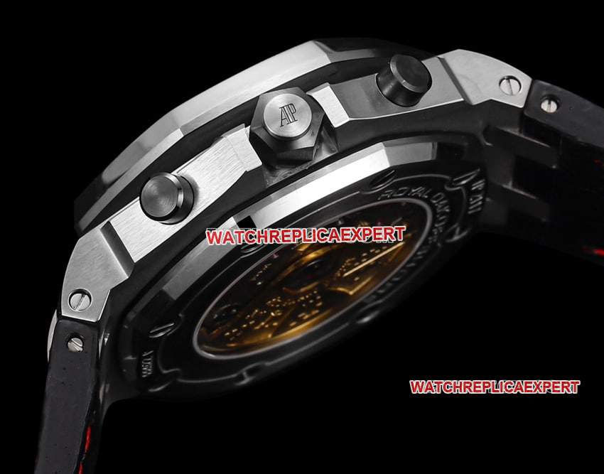 TW factory Audemars PiguetRoyal Oak offshore super cloneblack dialleather strap model 26470side live photo