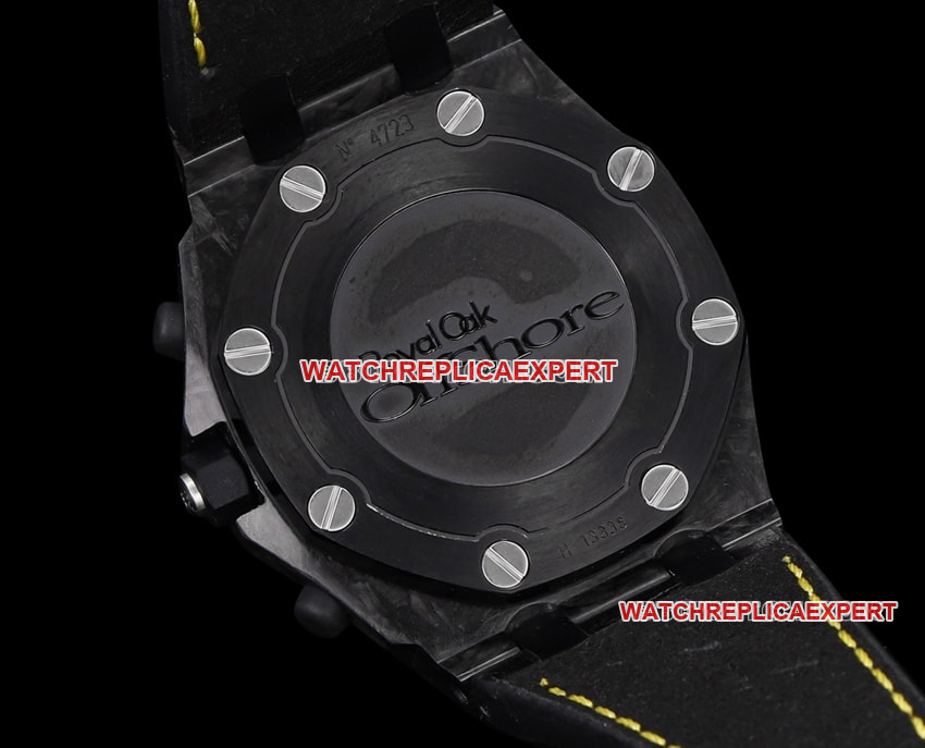 TW factory Audemars PiguetRoyal Oak offshore top-tier 1:1super cloneblack dial yellow inner bezel26176caseback live photo