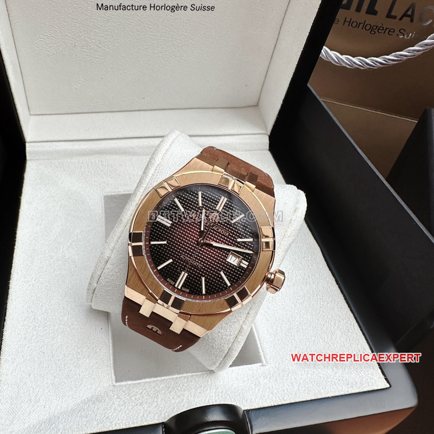 Maurice Lacroix dark brown patterned Paris stud dialleather strap model front live photo