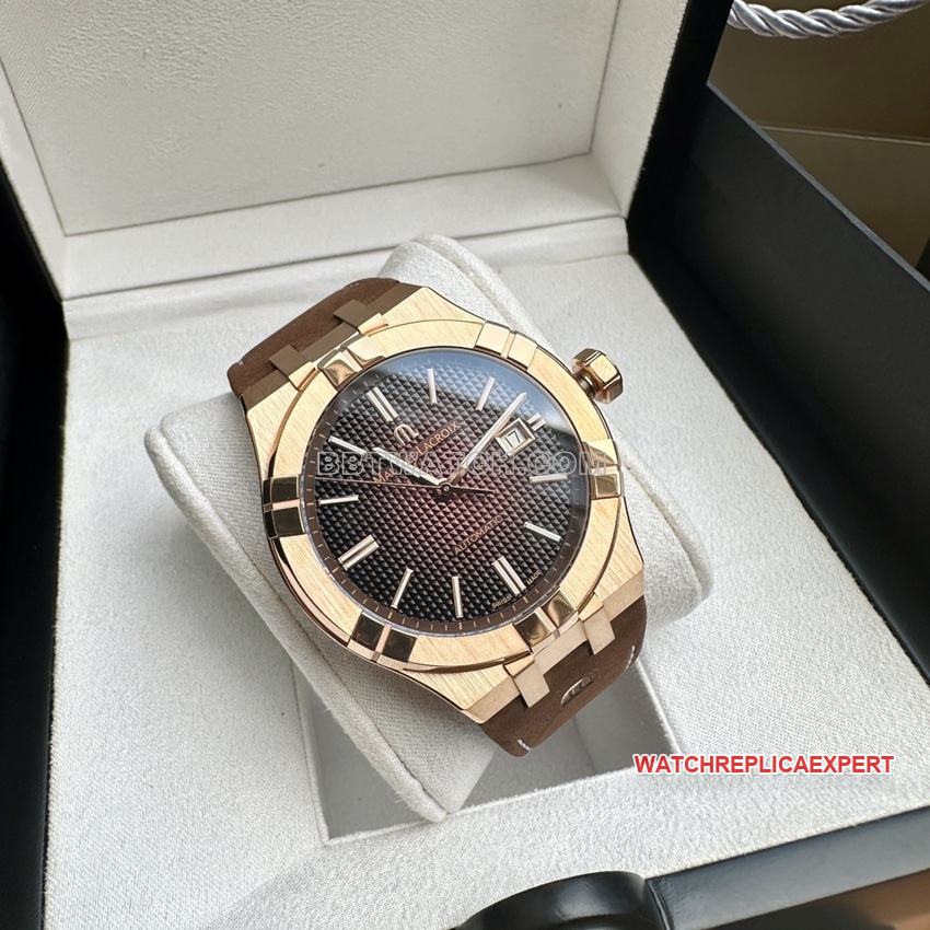 Maurice Lacroix dark brown patterned Paris stud dialleather strap model front live photo