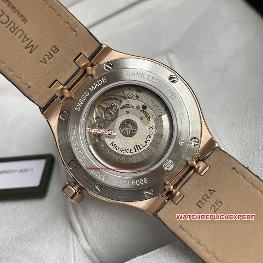 Amy top-tier blue dial and green dial bronzeleather strap model AI6008 caseback live photo