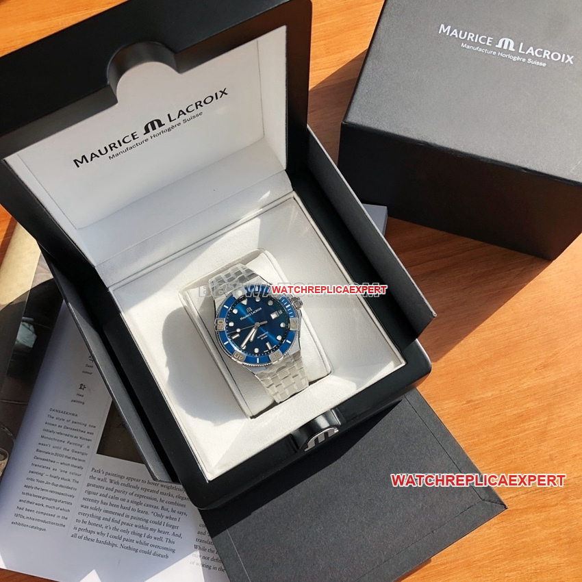 Maurice Lacroix top-tier 1:1high-quality replicablue dialsteel bracelet model AI6058front live photo