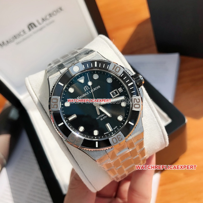 Maurice Lacroix top-tier 1:1super cloneblack dialsteel bracelet model AI6058front live photo