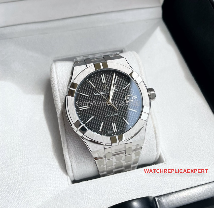Maurice Lacroix top-tier black dial patterned Paris stud steel bracelet model AI6008 front live photo