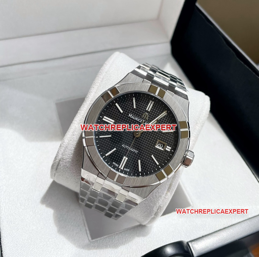 Maurice Lacroix top-tier black dial patterned Paris stud steel bracelet model AI6008 front live photo
