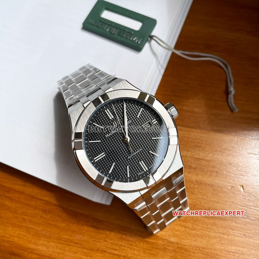 Maurice Lacroix top-tier black dial patterned Paris stud steel bracelet model AI6008 front live photo