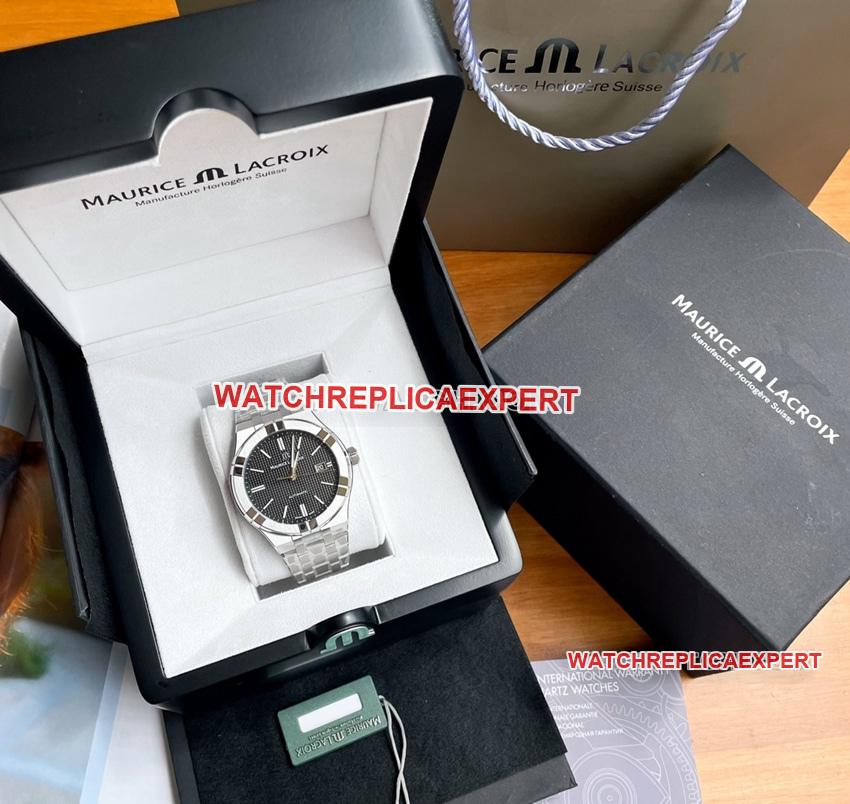 Maurice Lacroix top-tier black dial patterned Paris stud steel bracelet model AI6008 front live photo