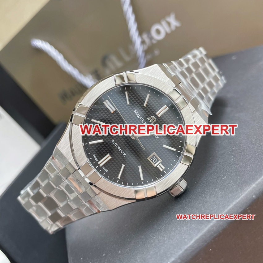 Maurice Lacroix top-tier black dial patterned Paris stud steel bracelet model AI6008 front live photo