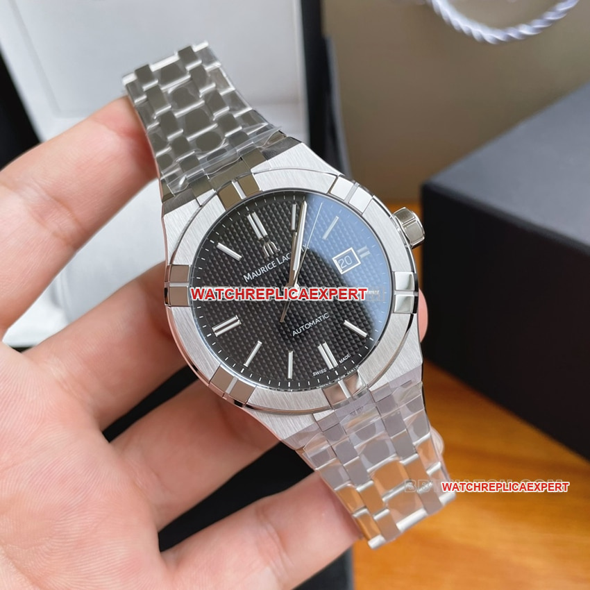 Maurice Lacroix top-tier black dial patterned Paris stud steel bracelet model AI6008 front live photo