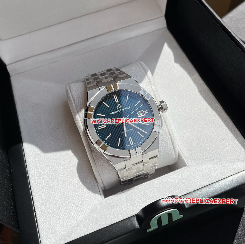 Amy blue dial decorative Paris stud steel bracelet model AI6008 front live photo