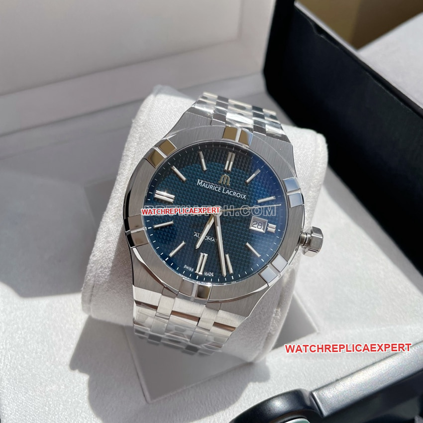Amy blue dial decorative Paris stud steel bracelet model AI6008 front live photo